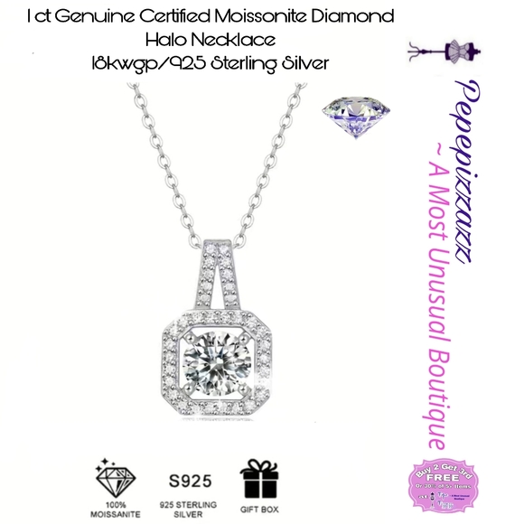 1ct Certified GENUINE MOISSANITE DIAMOND 18KGP/925 silver Necklace - Picture 4 of 16